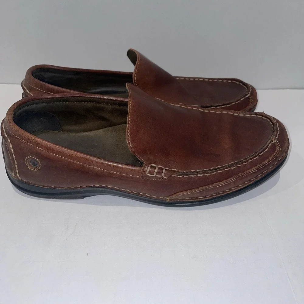 Rockport Mens K52602 Brown Leather Slip On Loafers Size 10M Comfort Moc Toe